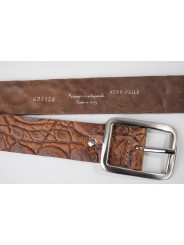 Cintura Marrone cuoio stampato coccodrillo lunga 120 cm  - taglie forti