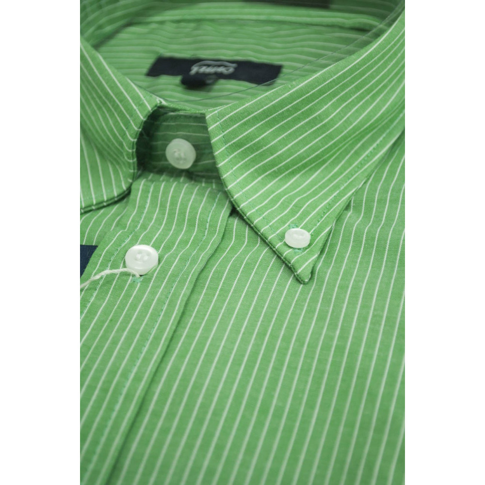 Camisa ButtonDown Green White Stripe Hombre - M 40-41 - ajuste clásico