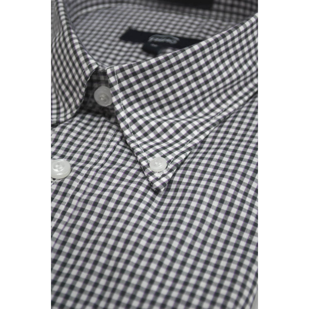 White Black Checkered ButtonDown Men's Shirt - M 40-41 - classic fit