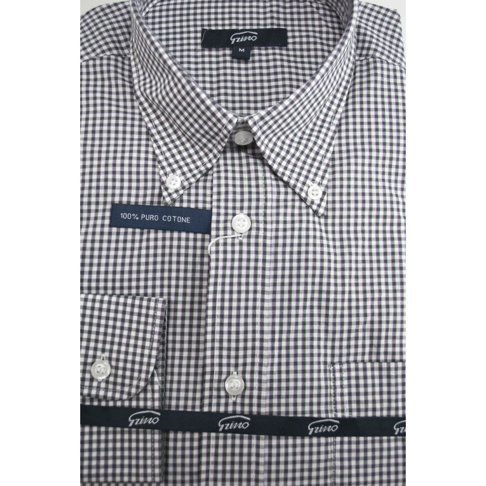 White Black Checkered ButtonDown Men's Shirt - M 40-41 - classic fit