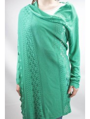 Duster Sweater Women's Large Long Emerald Green - Cotton and Linen - Spring-Summer