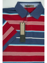 Ungaro Knitwear Polo Uomo M 48 a righe orizzontali rosse e blu - Mezze Maniche