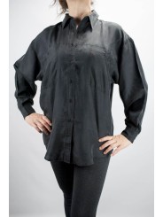 Shirt Of Pure Silk Stonewash Black Tintaunita - M - Long Sleeve