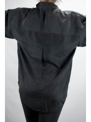 Camisa De Seda Pura Stonewash Negro Tintaunita - S - Manga Larga