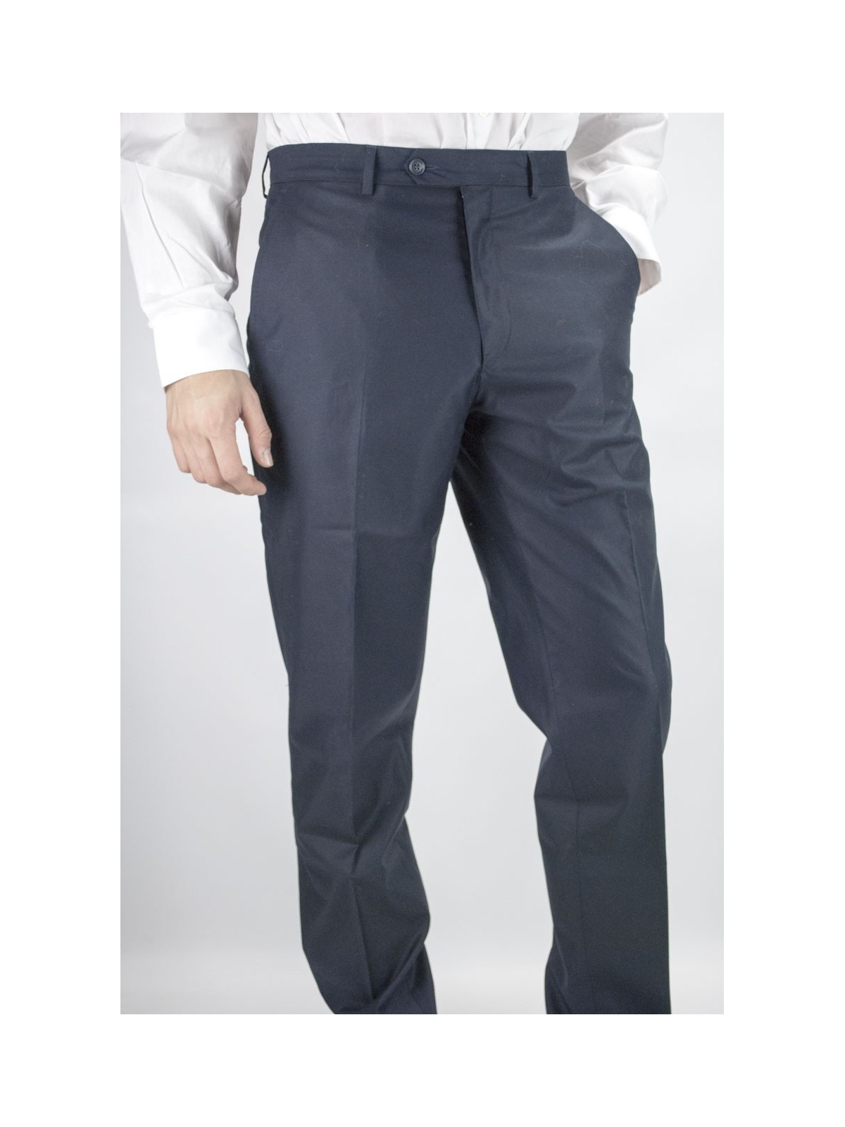 Pantaloni Uomo Classico taglia 46 Blu Scuro Raso Cotone - PE