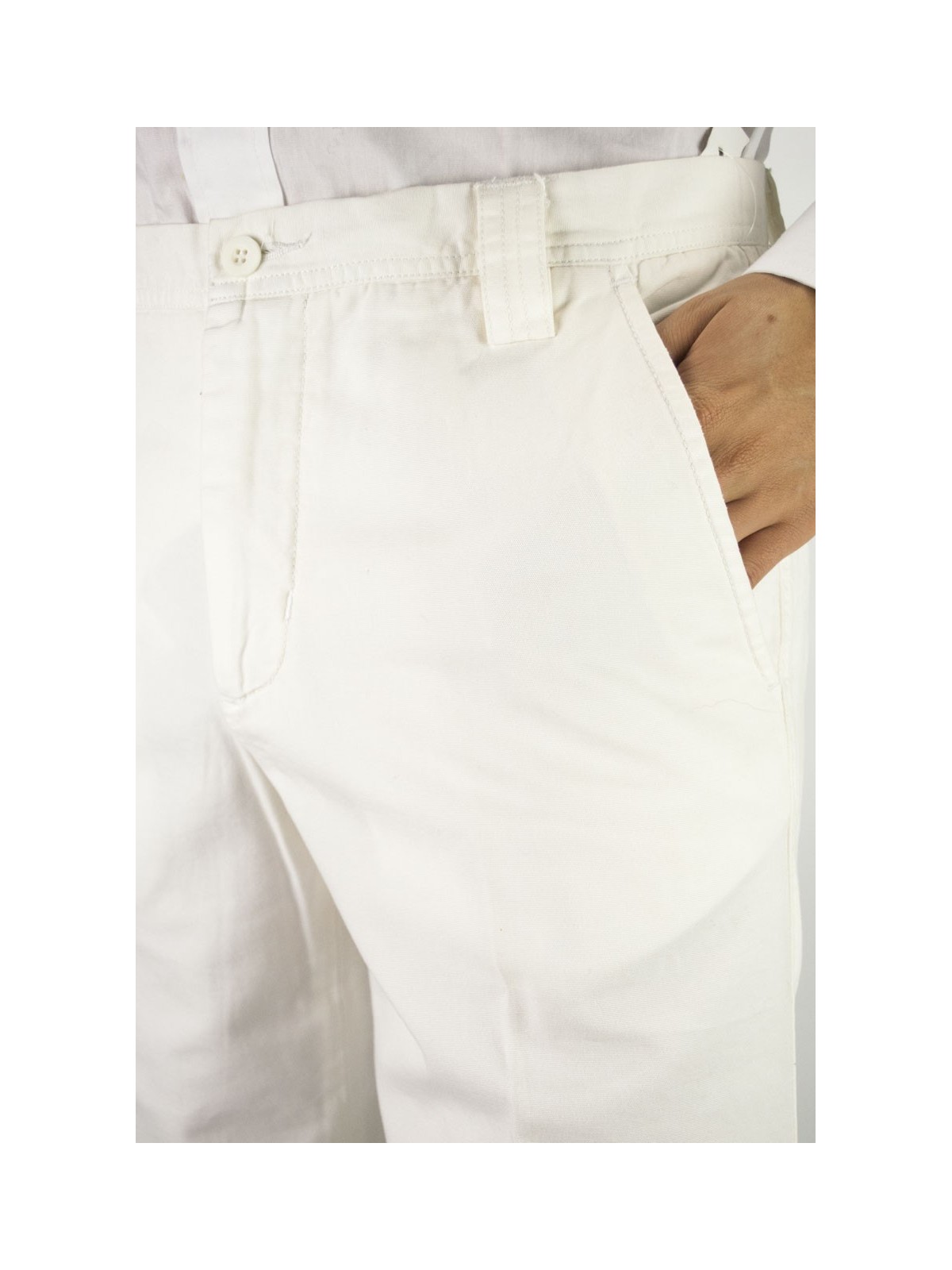 Pantaloni Uomo Casual taglia 48 Avorio Panama Cotone - PE