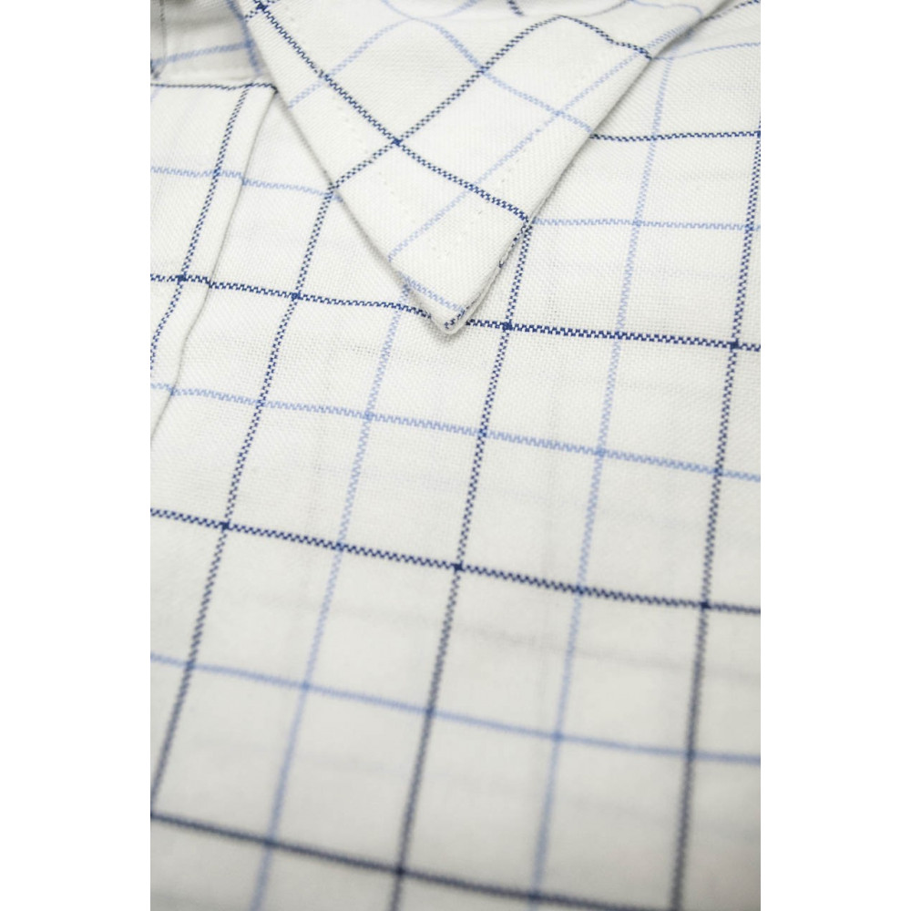 Klassiek Herenoverhemd XXL 46-47 Wit Geruit Lichtblauw Oxford Soft Collar