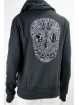 Hooded sweatshirt Black M Skull Rhinestones and Studs fleece Cotton