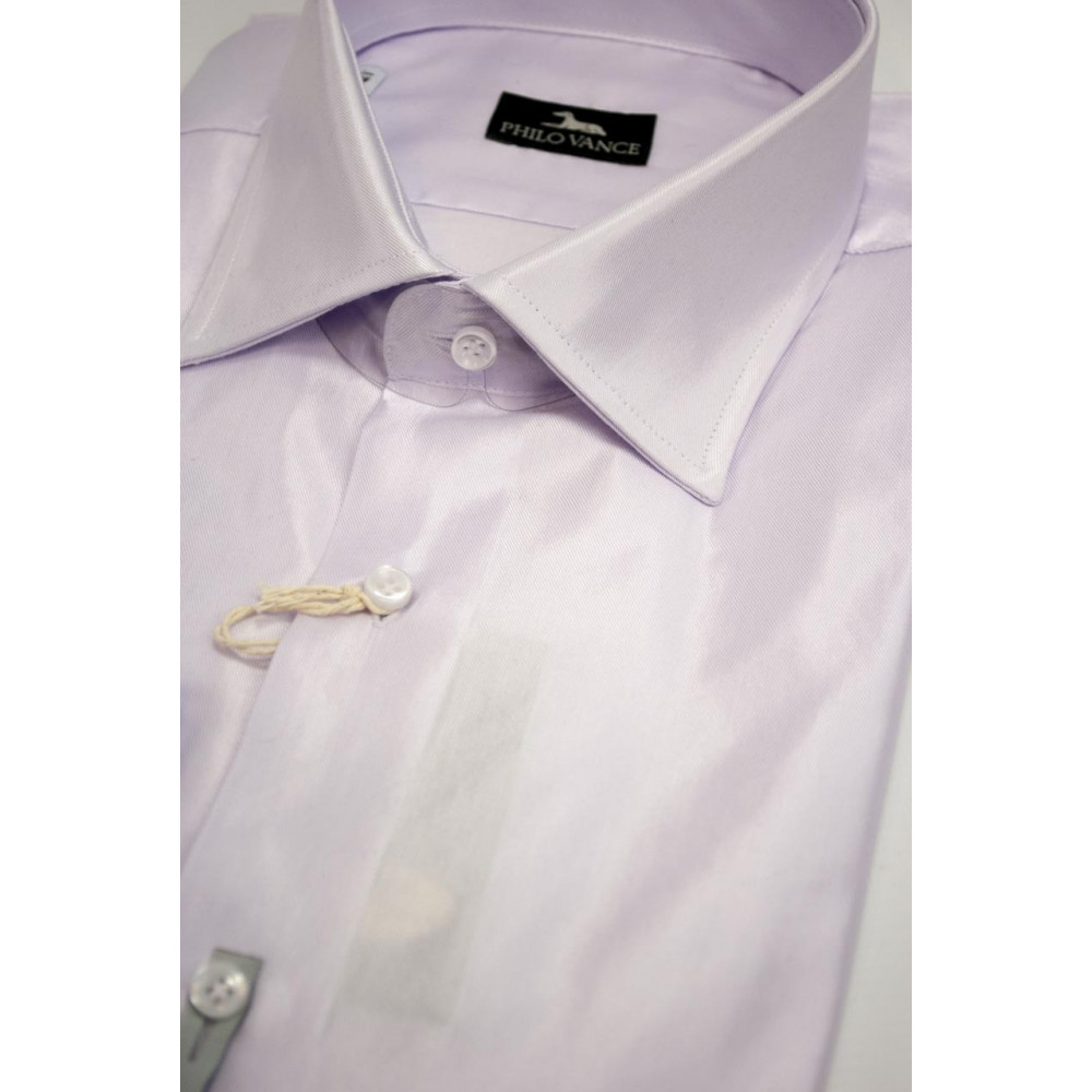 Slim Man Shirt 41-16 French collar Elegant Lilac Shiny fabric - Philo Vance