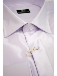Slim Man Shirt 41-16 French collar Elegant Lilac Shiny fabric - Philo Vance