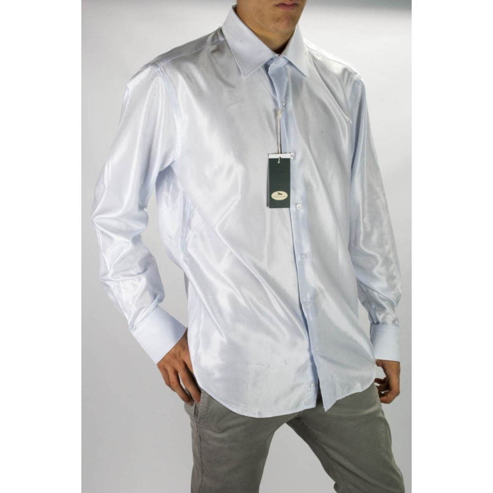 Camicia Uomo Smoking collo Coda di Rondine tessuto Lucido Bianco, taglie 39-46