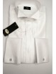 Men's Tuxedo Shirt with Dovetail Collar in White Glossy Fabric, sizes 39-46