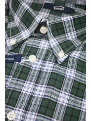 Camicia Uomo XL Flanella ButtonDown Scozzese Verde Tartan