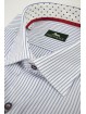 Men's Shirt 41-16 Spread Collar Light Blue Stripes on White with Handkerchief and Polka Dot Collar - Philo Vance