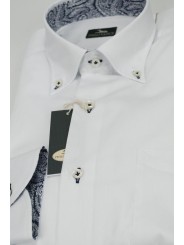 Camisa de vestir de hombre con cuello Business - Blanca con ribete azul - con bolsillo