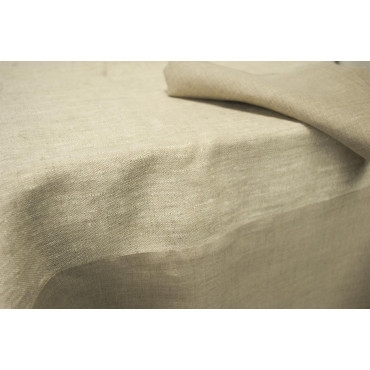 Rectangular Tablecloth x12 Pure Linen with Ecrù flounce 180x270 + 12 napkins - Russian Linen