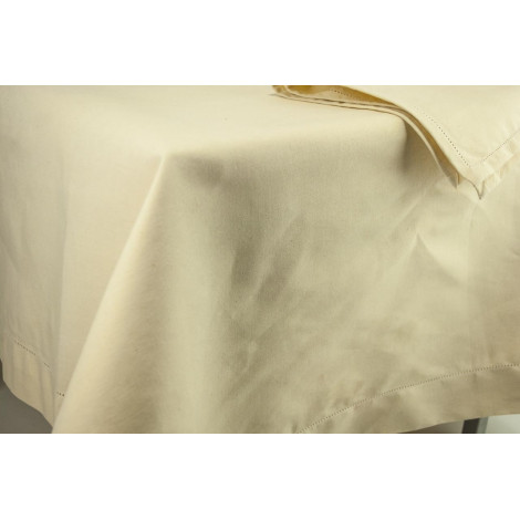Rectangular Tablecloth x8 Natural Hemp 240x180 +8 Napkins - ref. Hemstitch