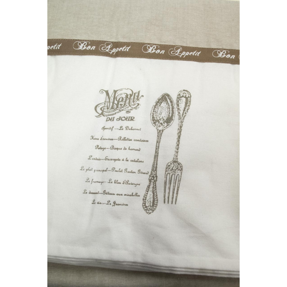 Rectangular Tablecloth x12 Ecrù White Flounce 150x270 - Bon Appetit Shabby Chic