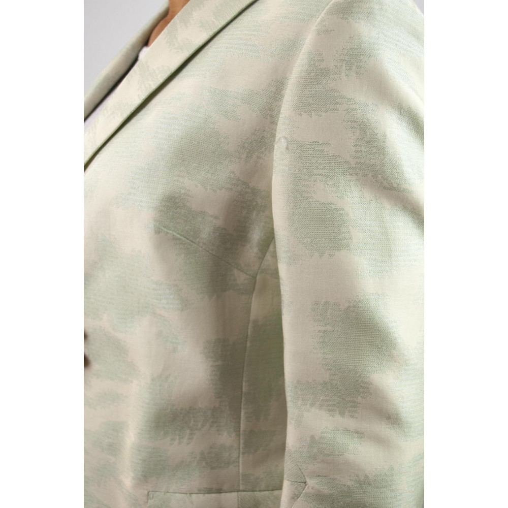 Damen jacke Blazer größe 42, S - Brokat-milchig-Weißen Blumen Aquamarin - Baumwolle