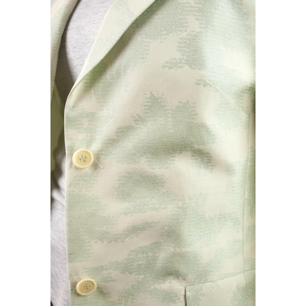 Jacket Woman Blazer size 42 S - Brocade, Milk-White Flowers Aquamarine - Cotton