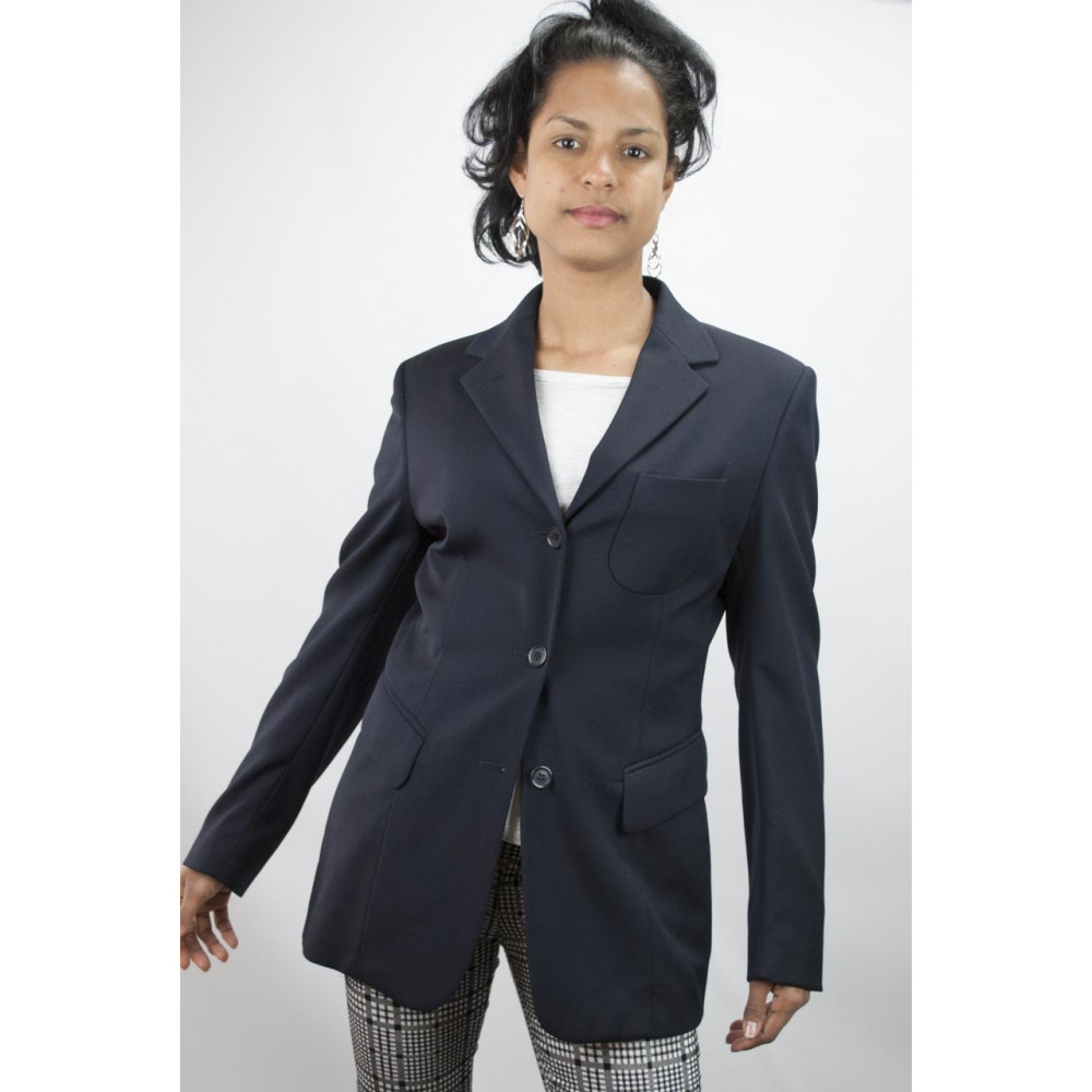 Blazer chaqueta Larga de las Mujeres de talla 42 - Azul Oscuro Frescolana - sin Forro - No hay ninguna Marca que Muestra