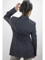 Jacket Blazer Women Lapel Puntalancia size 42 - Pinstripe Blue Frescolana - No Brand Sample