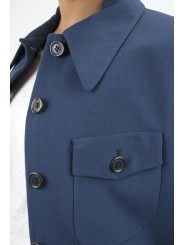 Giacca Blazer Donna Tasche a Toppa taglia 42 - Blu Chiaro Frescolana - No Brand Sample