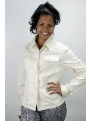Short jacket Women's Pure Linen size 42 - White Ivory - No Brand Sample