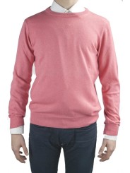ライト コーラル ピンク メンズ クルーネック セーター SML XL XXL - カシミア ウール ブレンド