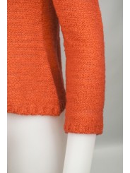 Damen Slim High Neck Sweater S 42 Orange 100% Kaschmir - Bouclè Garn