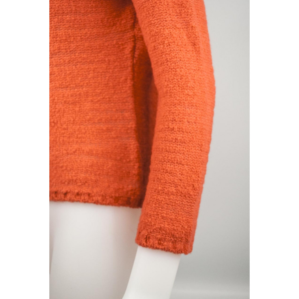 Mesh Women's High Neck Slim S 42 Orange 100% Cashmere - Yarn, Bouclé