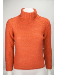 Mesh Women ' s Hoge Hals, Slanke S 42 Oranje 100% Cashmere - Wol Bouclé