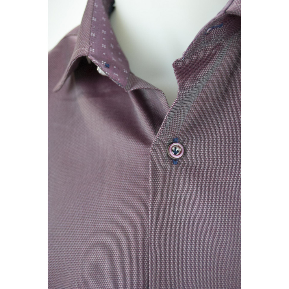 Bordeaux Man Shirt with Woven Fabric - Philo Vance - Ravarino