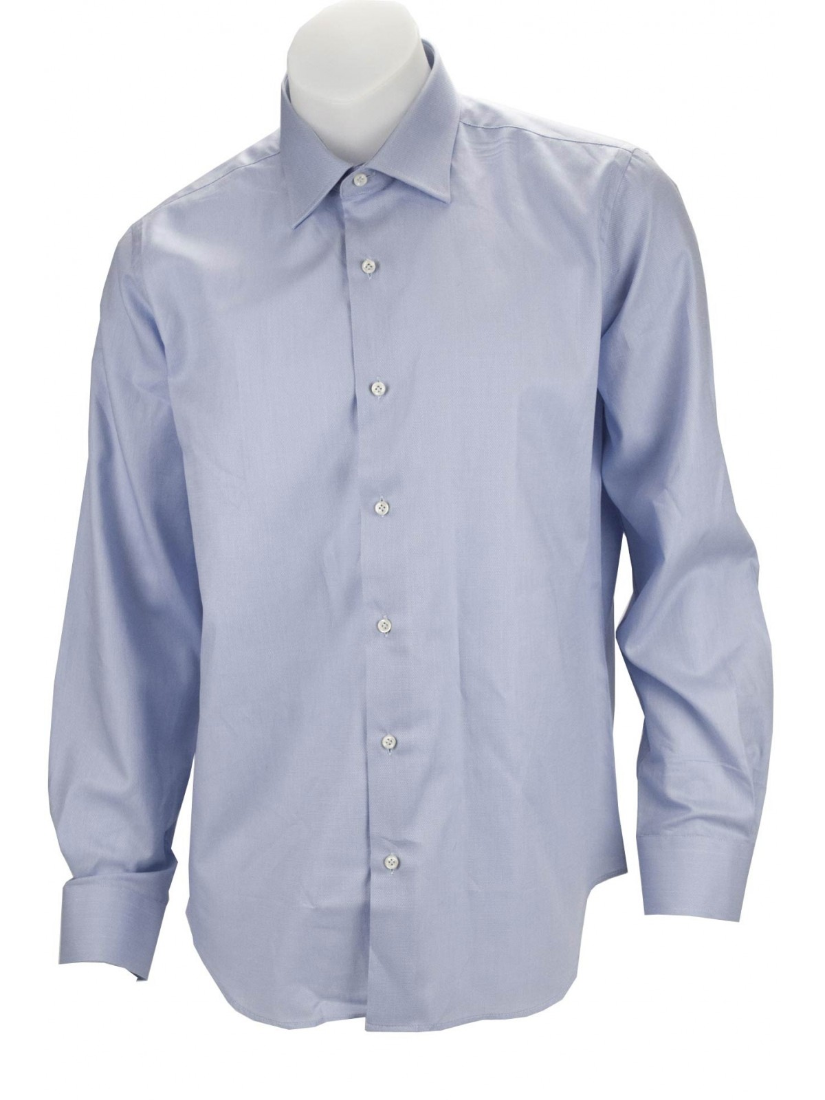 Camisa Hombre Elegante Tejido Azul Claro Sin Bolsillo - Philo Vance - Conero
