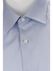 Camisa Hombre Elegante Tejido Azul Claro Sin Bolsillo - Philo Vance - Conero