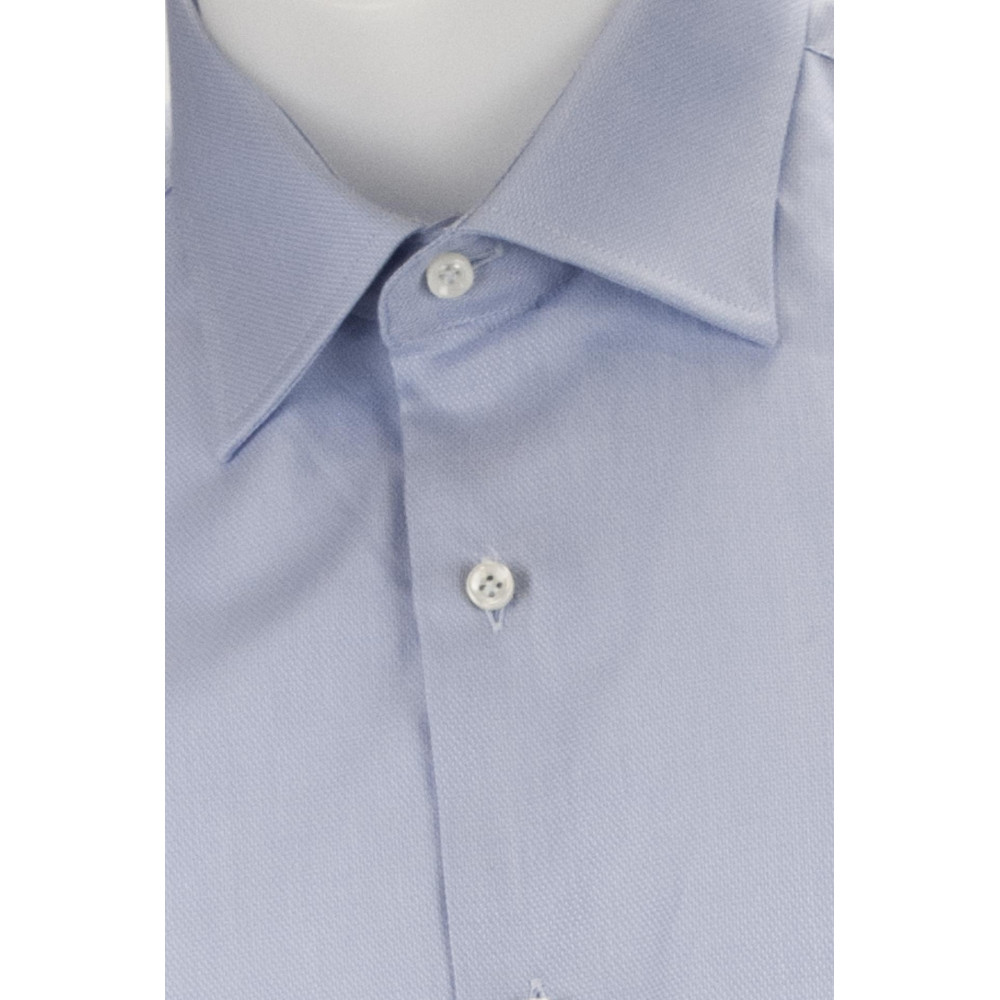 Camicia Uomo Elegante Azzurro Tessuto Armaturato Senza Taschino - Philo Vance - Conero