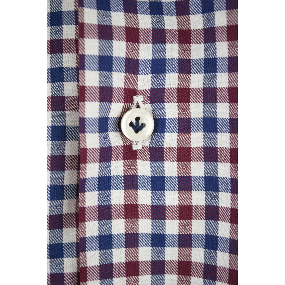 Bordeaux Blue Checked Twill Man Shirt with Pocket - Philo Vance - Bemberg