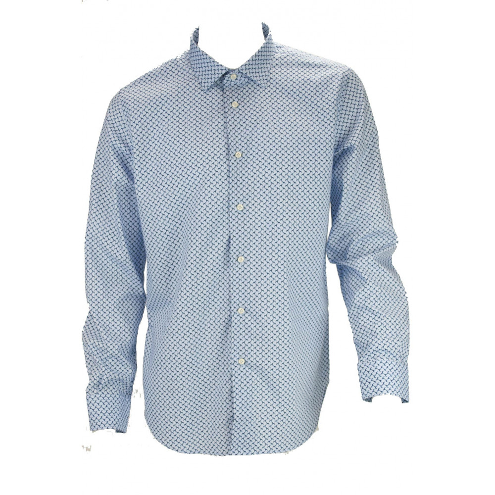 Light Blue and Blue Dachshund Slimfit Men's Shirt - Philo Vance - Medina