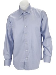 ポケットのないライトブルーの幾何学模様のメンズドレスシャツ - Philo Vance - Brescia