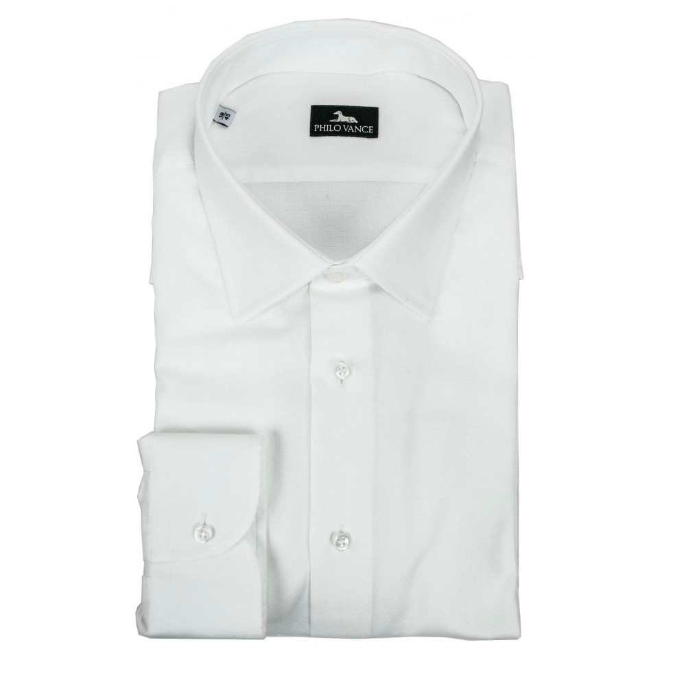 Camisa de vestir de hombre blanca de tela tejida - Philo Vance - Dresden