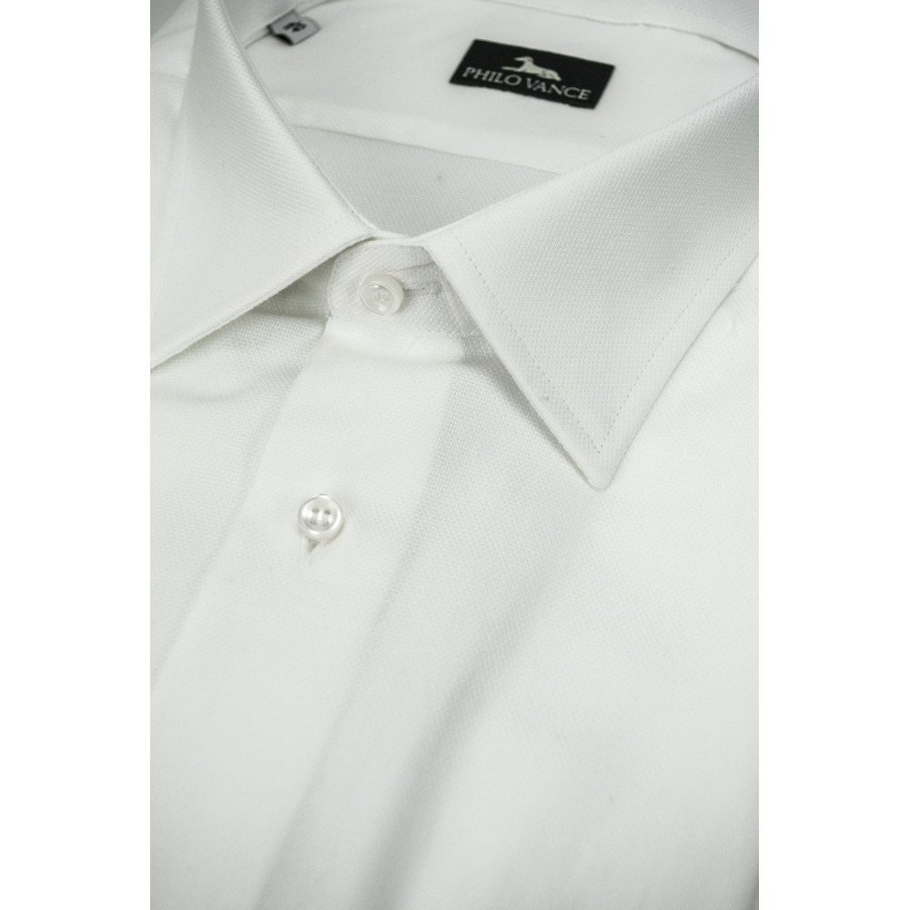 White Men's Dress Shirt Woven Fabric - Philo Vance - Dresden