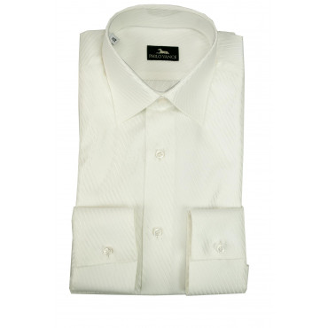 Weißes Herrenhemd mit silbernen Streifen Popeline aus Baumwollmischung - Philo Vance - Argenta
