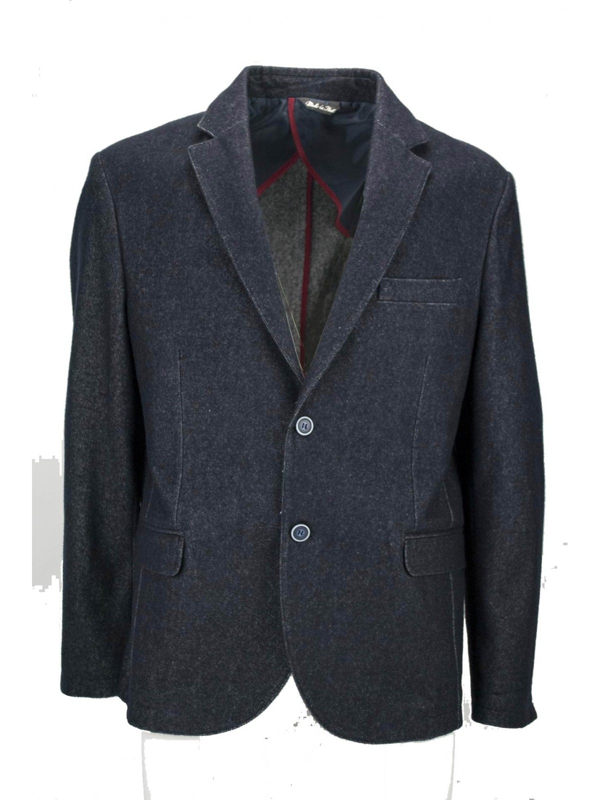 Men's Jacket 54 Dark Blue Indigo Wool Cloth 2 Buttons Semi-lined - Short Fit