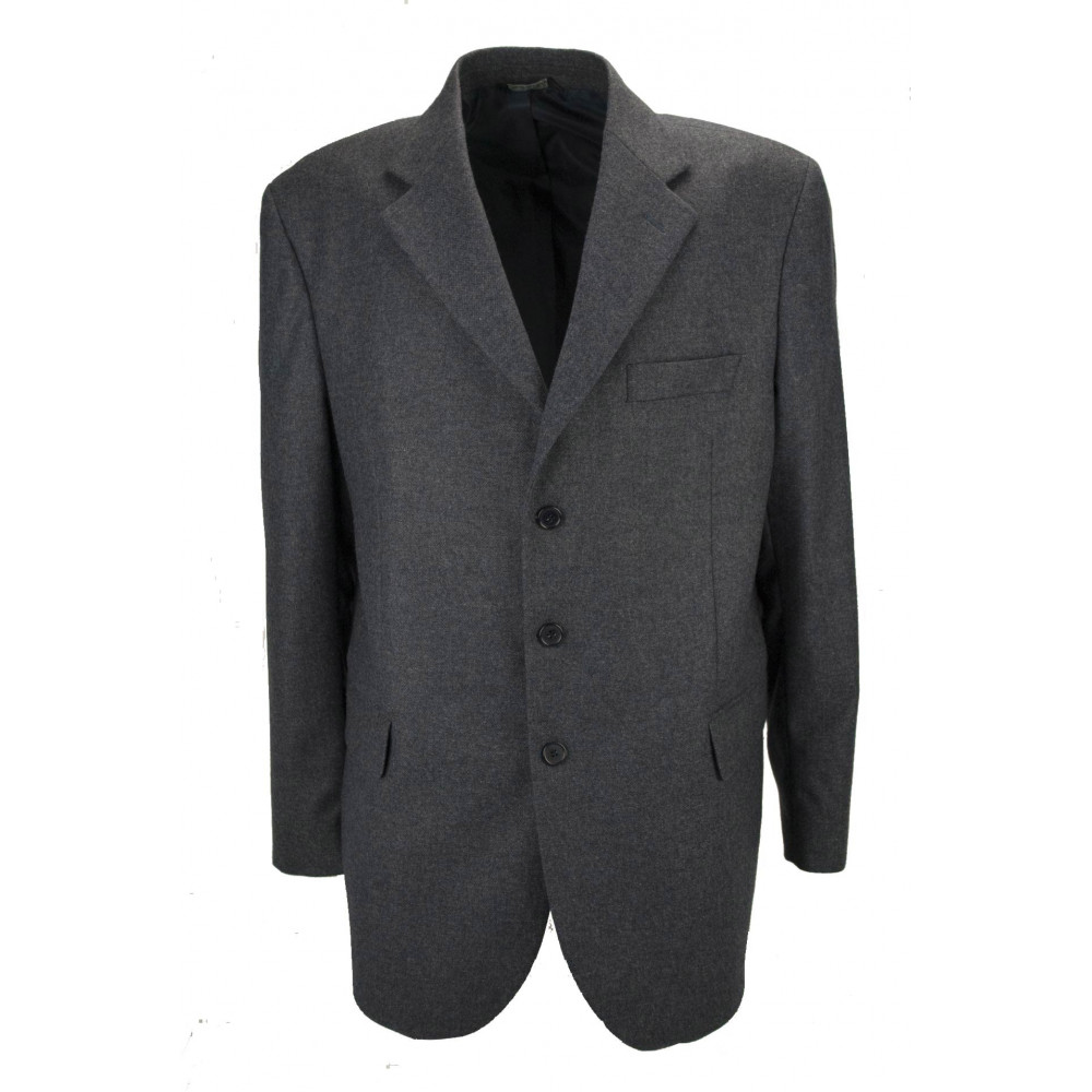 Men's Jacket 56 Gray Fabric Wool Cloth 3 Buttons Lined - Classic Fit