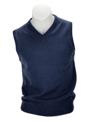 Men's V-Neck Knitted Vest Classic Mixed Cashmere Wool 2 Yarns Thin Knit - Space Five