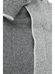 Herren Strickjacke 46 S Grau Geometrisches Muster Schwarz Wollmischung 2 Knöpfe - Reguläre Passform