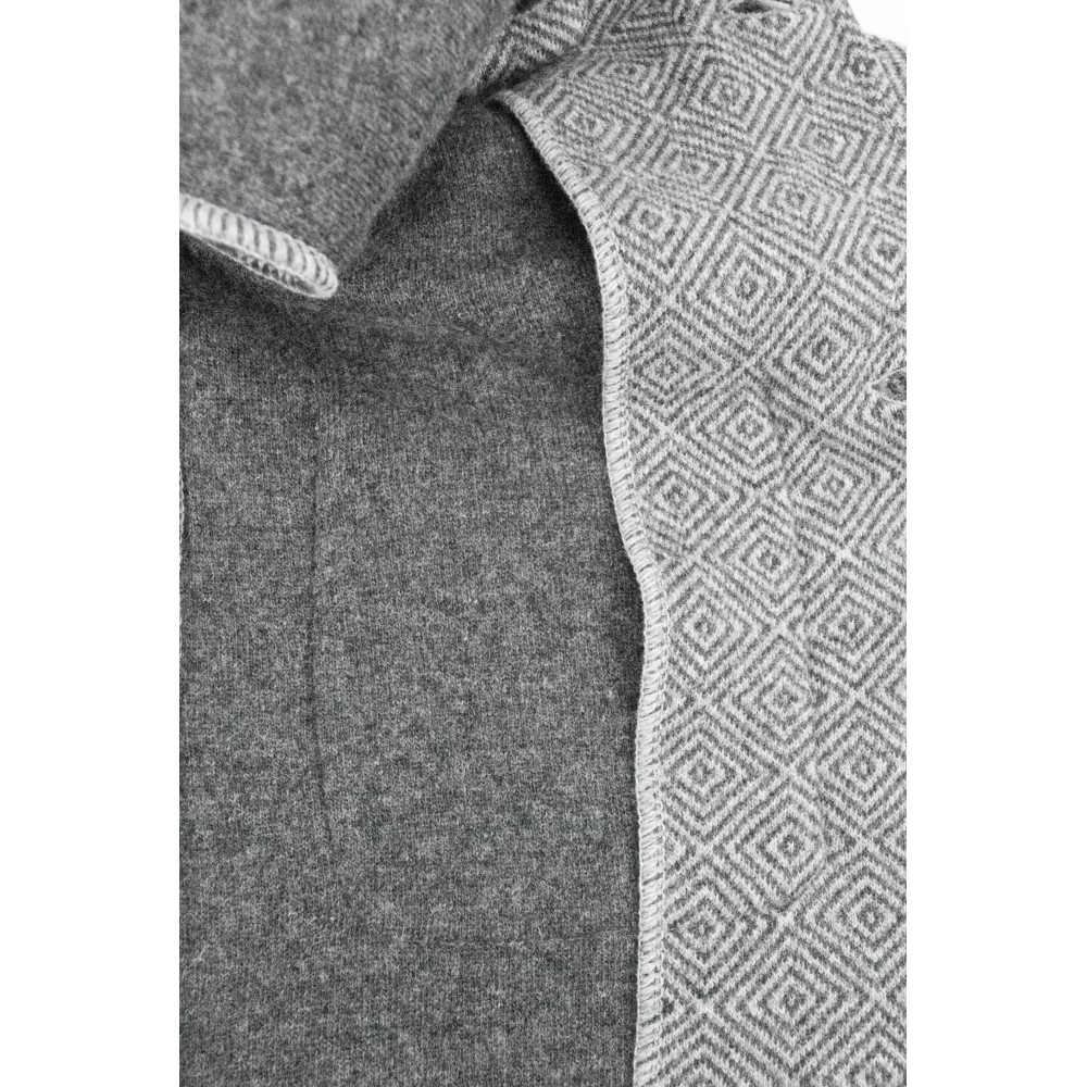 メンズ ニット ジャケット 46 S グレー 幾何学模様 ブラック ウール ブレンド 2 ボタン - レギュラー フィット