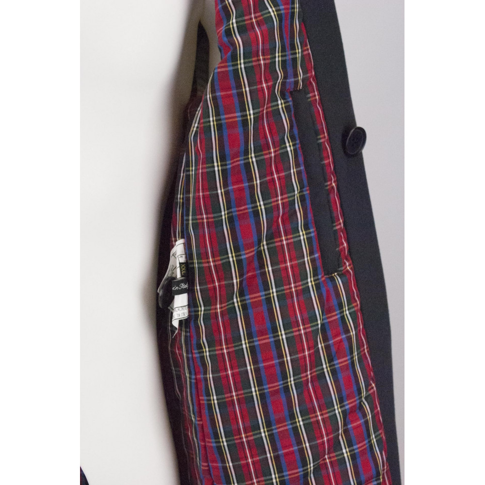 Zweireiher Jacket Man 54 XXL Dunkelblau gepolstert Scottish Tartan Red - Montereggi