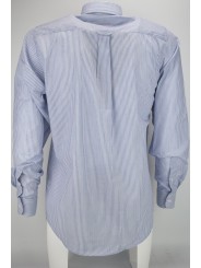 Classic Man Shirt Striped Blue White Poplin - Button Down - Grino