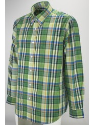 Camisa Clásica Hombre Cuadros Verde Popelín - Button Down - Grino